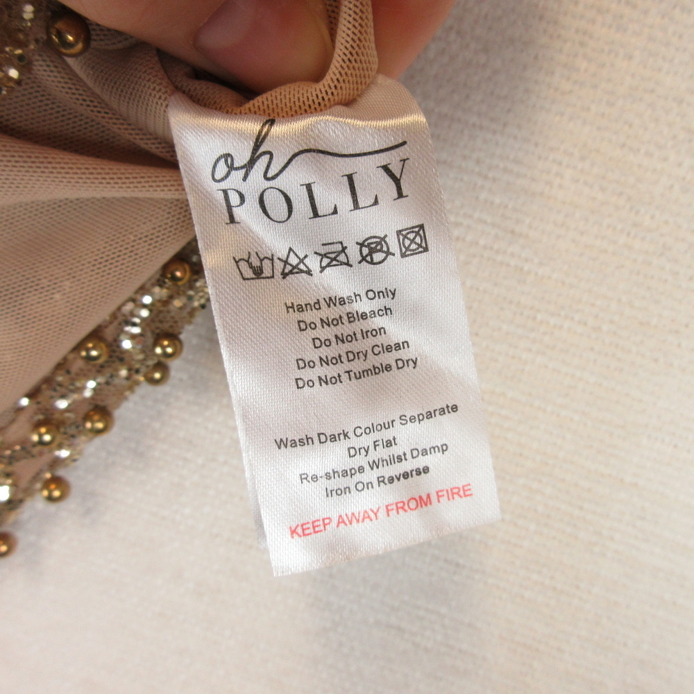 Oh Polly Drop Hints Gold Beaded Mini Skirt Size 2 - Picture 4 of 12